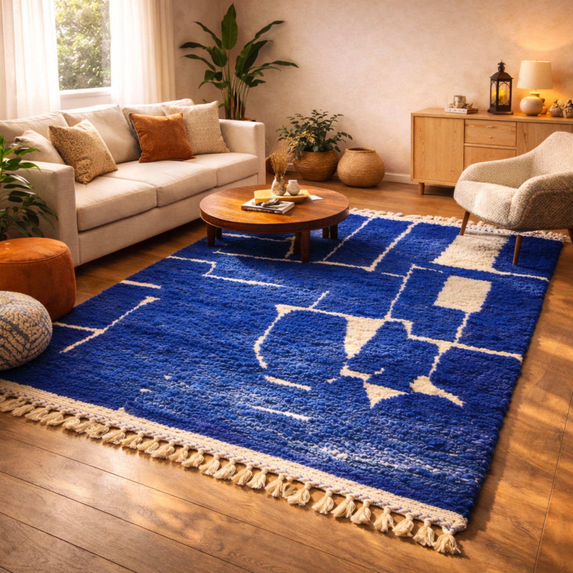Cobalt Blue Moroccan Rug 4x6 ft (122x183 cm) | Nomadinas